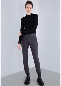 Imperial Damen Anzughose, grau, feminin, Gr. XL, unifarben, leicht glänzend, Web, Obermaterial: 95% Polyester, 5% Elasthan, Hosen, schmale,verkürzte