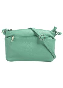CLUTY Damen Umhängetasche, grün, Leder, unifarben, Taschen, echt Leder, Made in Italy