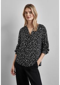 Street One Damen Langarmbluse, schwarz, casual, Gr. 36, bedruckt, Stoff, 100% Viskose, Blusen, mit grafischem Muster