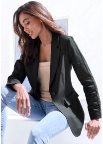 Lascana Damen Longblazer, schwarz, modisch, Gr. 36, unifarben, Twill, Obermaterial: 55% Leinen, 45% Viskose. Futter: 100% Polyester, Blazer, mit