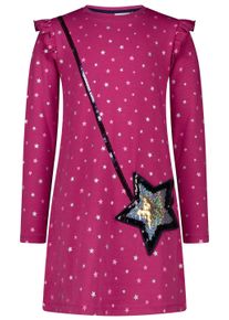 SALT & PEPPER SALT AND PEPPER Mädchen Jerseykleid "Kidspark", lila, casual, Gr. 92, 95% Baumwolle, 5% Elasthan, Kleider, mit AOP-Sternchendruck und Pallietten