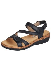 Remonte Damen Sandale, Gr. 39, schwarz, Leder, sportlich, Schuhe, Sommerschuh, Sandalette, Keilabsatz, im sportiven Look