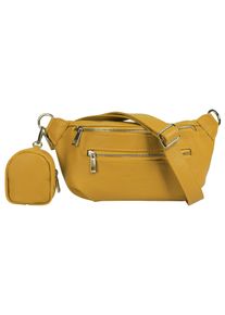Samantha Look Damen Gürteltasche, gelb, Leder, unifarben, leicht glänzend, Taschen, echt Leder, Made in Italy