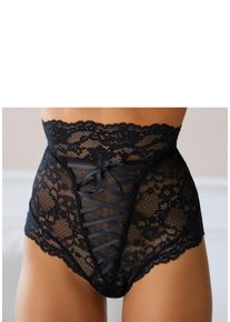 Damen High-Waist-Slip-Ouvert, Petite Fleur Gold, Gr. 32, schwarz, Spitze, Obermaterial: 90% Polyamid, 10% Elasthan, Unterhosen, mit extravaganter