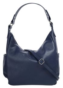 Samantha Look Damen Shopper, blau, Leder, unifarben, Taschen, echt Leder, Made in Italy