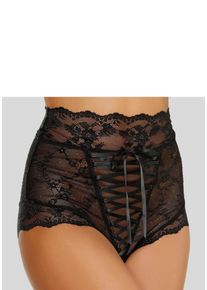 Lascana Damen High-Waist-Slip-Ouvert, Gr. 32, schwarz, Microtouch, Obermaterial: 90% Polyamid, 10% Elasthan, Unterhosen, mit aufregender Schnürung,