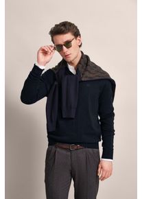 Bugatti Herren V-Ausschnitt-Pullover, blau, casual, Gr. XXXL, unifarben, Sweatware, 95% Baumwolle, 5% Kaschmir, Pullover, mit V-Ausschnitt