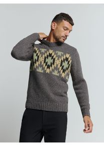 NO EXCESS Herren Rundhalspullover "NO EXCESS Jacquard-Pullover mit Seide", grau, Gr. XXXL, 72% Acryl, 21% Nylon, 7% Seide, Pullover