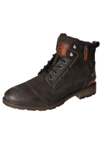 Mustang Shoes Herren Schnürboots, Gr. 45, grau, Lederimitat, used, casual, Schuhe, Winterboots, Casual Stiefel mit stylischem Logodruck auf der Zunge