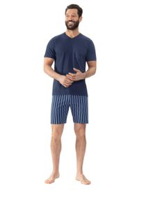 Mey Herren Shorty "STRAIGHT", Gr. M, blau, Single Jersey, Obermaterial: 100% Baumwolle, casual, Homewear-Sets, Kurzarm-Shirt mit Brusttasche