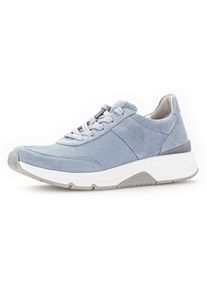 Damen Keilsneaker, Gabor Rollingsoft, Gr. 39, blau, Textil, Veloursleder, sportlich, Schuhe, Freizeitschuh, Halbschuh, Schnürschuh, Logoschriftzug an