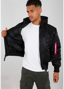 Herren Bomberjacke "MA-1 ZH Back Print", schwarz, modisch, Gr. S, Alpha Industries, bedruckt, Web, Obermaterial: 100% Nylon. Futter: 100% Nylon.