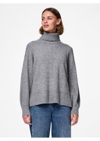 Pieces Damen Rollkragenpullover "PCMALOU LS ROLLNECK KNIT NOOS BC", grau, modisch, Gr. S, meliert, Strick, Obermaterial: 65% Polyester, 19%