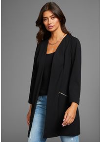Laura Scott Damen Longblazer, schwarz, feminin, Gr. 46, Jersey, Obermaterial: 97% Polyester, 3% Elasthan, Blazer, mit Reißverschlüssen