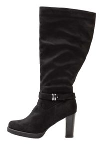 sheego Damen Weitschaftstiefel "Große Größen", Gr. 39, schwarz, Obermaterial: 100% Polyester, klassisch, Schuhe, in Velourslederoptik, mit