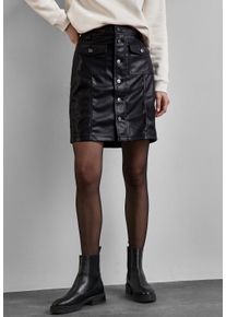 Street One Damen Minirock, schwarz, casual, Gr. 38, unifarben, Stoff, 100% Polyester, Röcke, mit Knopfleiste