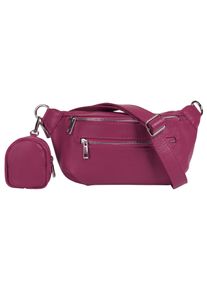 Samantha Look Damen Gürteltasche, pink, Leder, unifarben, leicht glänzend, Taschen, echt Leder, Made in Italy