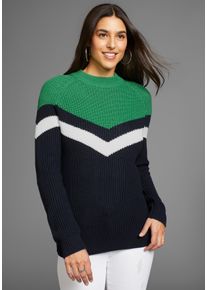 Laura Scott Damen Strickpullover, blau, casual, Gr. 34, mehrfarbig, Norwegermuster, Grobstrick, Obermaterial: 50% Baumwolle, 50% Polyacryl, Pullover,