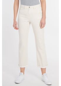 Recover Pants Damen Stoffhose "Frieda", beige, Gr. 44, gestreift, 92% Baumwolle;5% Polyester;3% Elasthan, Hosen, im 5-Pocket-Style