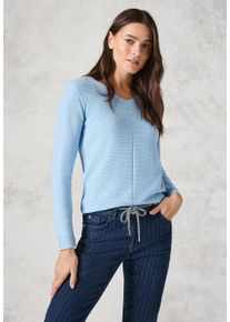 Cecil Damen V-Ausschnitt-Pullover, blau, casual, Gr. XL, unifarben, meliert, Strick, Obermaterial: 60% Baumwolle, 40% Polyester, Pullover, in