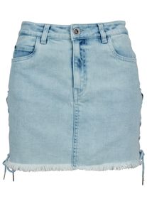 Urban Classics Damen Jerseyrock "Urban Classics Damen Ladies Denim Lace Up Skirt", blau, Gr. 27, unifarben, 98% Baumwolle, 2% Elasthan, Röcke