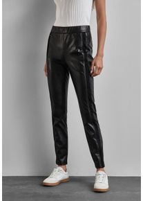 Street One Damen Lederimitathose, schwarz, casual, Gr. 44, unifarben, Stoff, 94% Polyester, 6% Elasthan, Hosen, in Fake-Leder-Optik