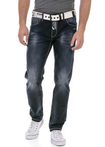 Cipo & Baxx CIPO & BAXX Herren Regular-fit-Jeans, blau, modisch, Gr. 30, Destroyed-Effekte, Abriebeffekte, Denim/Jeans, Obermaterial: 98% Baumwolle, 2% Elasthan,