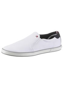 Tommy Hilfiger Herren Slip-On Sneaker "ICONIC SLIP ON SNEAKER", Gr. 39, weiß, Textil, sportlich, Schuhe, Slipper, Freizeitschuh, Halbschuh mit