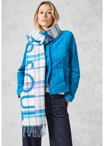 Cecil Damen Schal, blau, casual, kariert, Stoff, 70% Polyacryl, 30% Polyester, Modetücher, mit Fransen am Saum