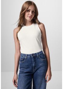 Damen T-Shirt, weiß, casual, Gr. 44, STREET ONE STUDIO, unifarben, Web, 97% Baumwolle, 3% Elasthan, Shirts, aus elastischem Materialmix