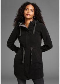 Kangaroos Damen Fleecejacke, schwarz, casual, Gr. 32, unifarben, Fleece, Obermaterial: 100% Polyester, Jacken, mit Kapuze, aus Fleece, mit Kordelzug,
