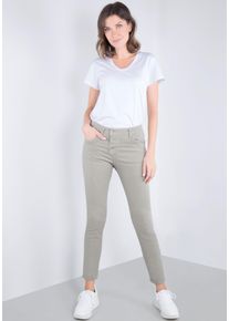 Please Jeans Damen Röhrenhose, grün, casual, Gr. XL, Canvas, Obermaterial: 97% Baumwolle, 3% Elasthan, Hosen