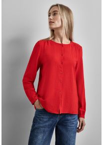 Street One Damen Langarmbluse, rot, casual, Gr. 36, unifarben, Stoff, 50% Polyester, 45% Viskose, 5% Elasthan, Blusen, aus softem Materialmix