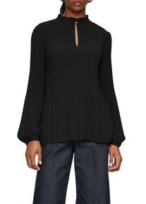 Damen Langarmbluse, schwarz, casual, Gr. 36, s.Oliver BLACK LABEL, unifarben, Web, Obermaterial: 100% Polyester, Blusen, mit Plisseé- Ärmeln und