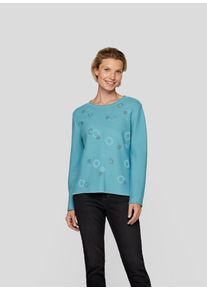 Rabe Damen Strickpullover, blau, casual, Gr. 44, unifarben, bedruckt, Strick, Obermaterial: 50% Baumwolle, 50% Polyacryl, Pullover, mit Muster