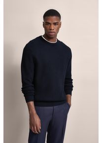 Bugatti Herren Strickpullover, blau, casual, Gr. XXL, unifarben, Sweatware, 95% Baumwolle, 5% Kaschmir, Pullover, mit Geflechtstruktur