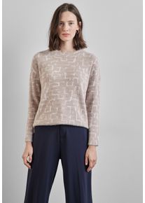 Street One Damen Langarmshirt, beige, casual, Gr. 46, bedruckt, Stoff, 67% Polyamid, 19% Polyester, 10% Viskose, 4% Elasthan, Shirts, mit Turtleneck