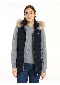 Tommy Hilfiger Damen Steppweste "HERITAGE DOWN TYRA VEST WITH FUR", blau, casual, Gr. XS, unifarben, Web, Obermaterial: 100% Polyester. Futter: 100%