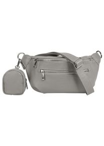 Samantha Look Damen Gürteltasche, grau, Leder, unifarben, leicht glänzend, Taschen, echt Leder, Made in Italy