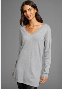 Laura Scott Damen Strickpullover, grau, feminin, Gr. 36, clean, unifarben, Feinstrick, Obermaterial: 70% Viskose, 30% Polyamid. Spitze: 100%