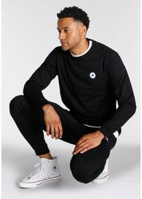 Converse Herren Sweatshirt "STANDARD FIT CORE CHUCK PATCH CREW", schwarz, sportlich, Gr. XS, unifarben, Sweatware, Obermaterial: 80% Baumwolle, 20%