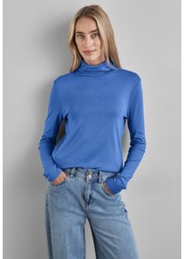 Street One Damen Langarmshirt, blau, casual, Gr. 44, unifarben, Web, Stoff, 50% Baumwolle, 50% Modal, Shirts, im soften Baumwoll-Mix