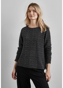 Street One Damen Langarmshirt, schwarz, casual, Gr. 36, bedruckt, Stoff, 75% Viskose, 23% Polyester, 2% Elasthan, Shirts, mit Rundhalsausschnitt