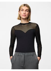 Pieces Damen Langarmbody "PCMILLY LS MESH BODYSTOCKING NOOS", schwarz, modisch, Gr. XS, unifarben, Obermaterial: 92% Polyamid, 8% Elasthan, Bodies