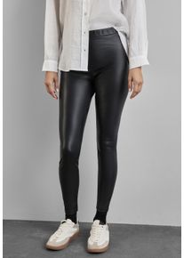 Street One Damen Leggings, schwarz, casual, Gr. 44, unifarben, Stoff, 100% Polyester, Hosen, mit Elastikbund