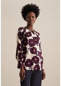 Seidensticker Damen Shirtbluse "Schwarze Rose", beige, Gr. 42, gemustert, 100% Viskose, Blusen, Langarm Rundhals Druck
