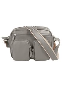 Samantha Look Damen Umhängetasche, grau, Leder, unifarben, Taschen, echt Leder, Made in Italy