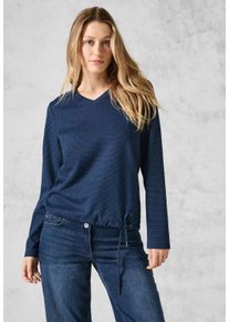 Cecil Damen Langarmshirt, blau, casual, Gr. XXL, unifarben, Stoff, 56% Polyester, 42% Baumwolle, 2% Elasthan, Shirts, mit Materialmix