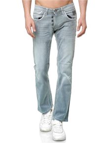 Rusty Neal Herren Straight-Jeans, grau, casual, Gr. 38, unifarben, 99% Baumwolle, 1% Elasthan, Jeans, im bequemen Straight Fit-Schnitt