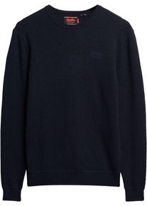 Superdry Herren Rundhalspullover "ESSENTIAL SLIM FIT CREW JUMPER", blau, modisch, Gr. XL, meliert, Strick, Obermaterial: 35% Wolle, 35% Nylon, 30%